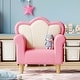 preview thumbnail 1 of 10, Upholstered Kids Sofa, Princess Armchair for Children, Petal Shape Toddler Sofa Chair for Playroom, Children's Bedroom Pink+White