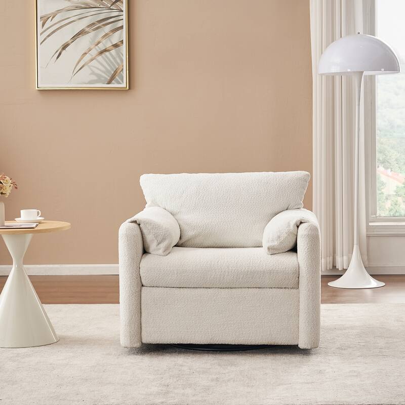 Chenille Swivel Accent Chair with 360° Rotation & Resilient Cushion