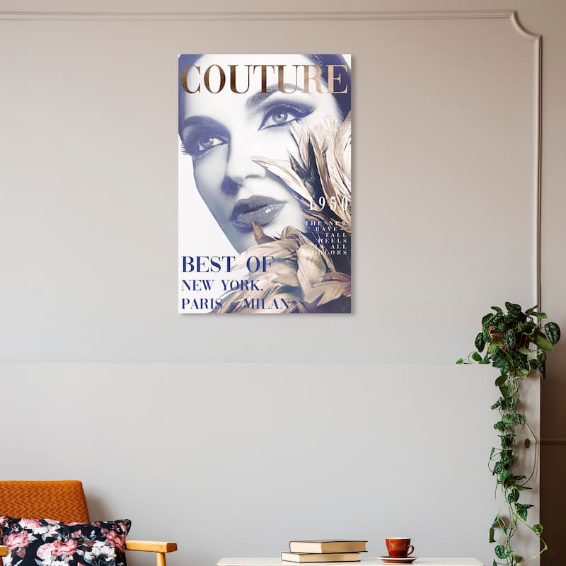 Wynwood Studio Canvas Fashion and Glam Cover Model Couture II Gold and Metallic Gold Modern & Contemporary Wall Art Canvas Print - 30 x 20