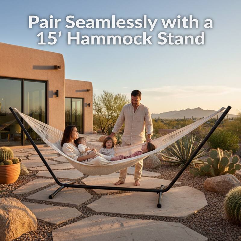 Sunnydaze XXL Thick Cord Mayan Hammock & Hammock Stand
