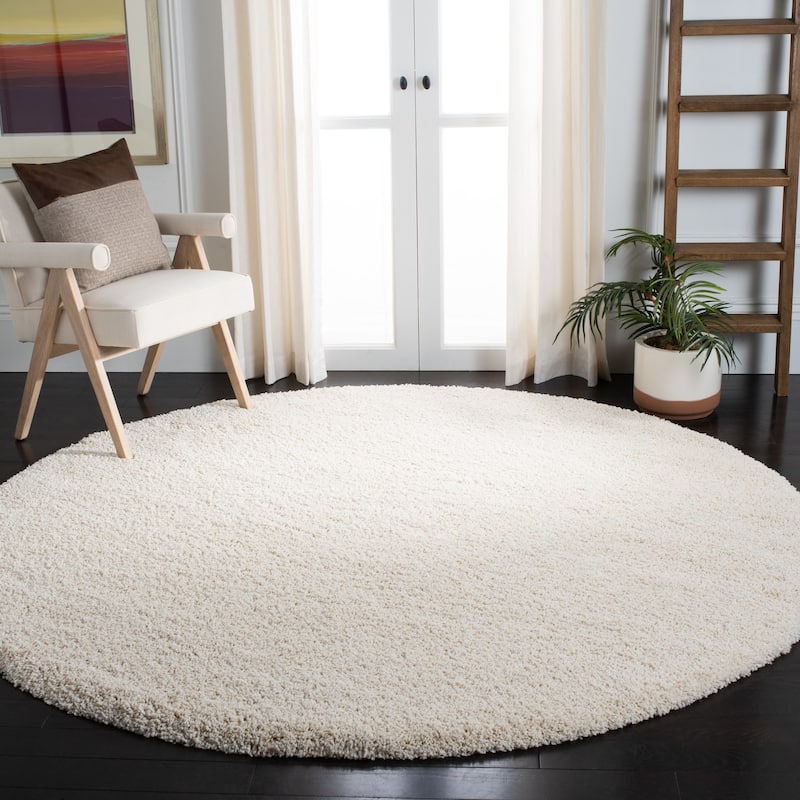 SAFAVIEH Milan Shag Maibritt 2-inch Thick Area Rug - 7' Round - Ivory - Round