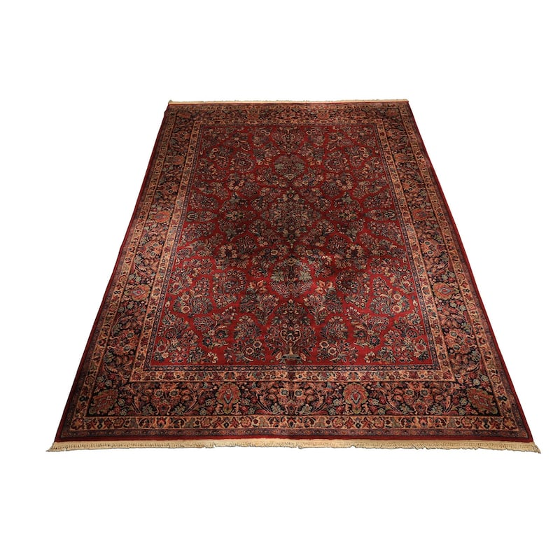 8'8''x12 Machine Made New Zealand Wool Burgundy Sarouk Traditional Karastan Rug - 8' 8'' x 12'