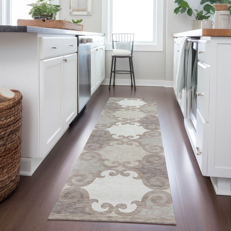 Machine Washable Indoor/ Outdoor Chantille Scroll Rug