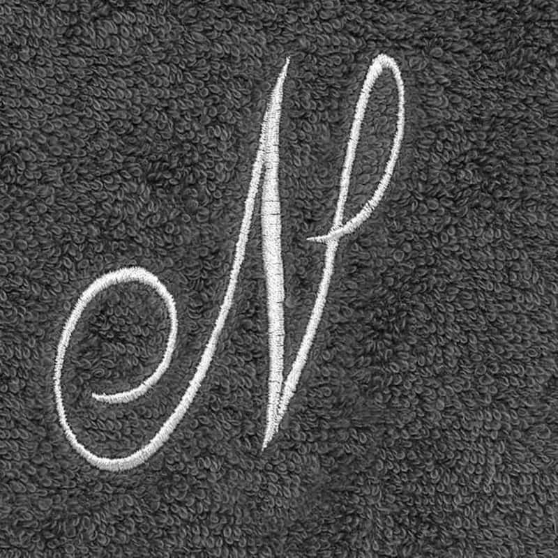 Avanti Linens Granite/Silver Script Monogram Fingertip Towel Letter N - Fingertip Towel