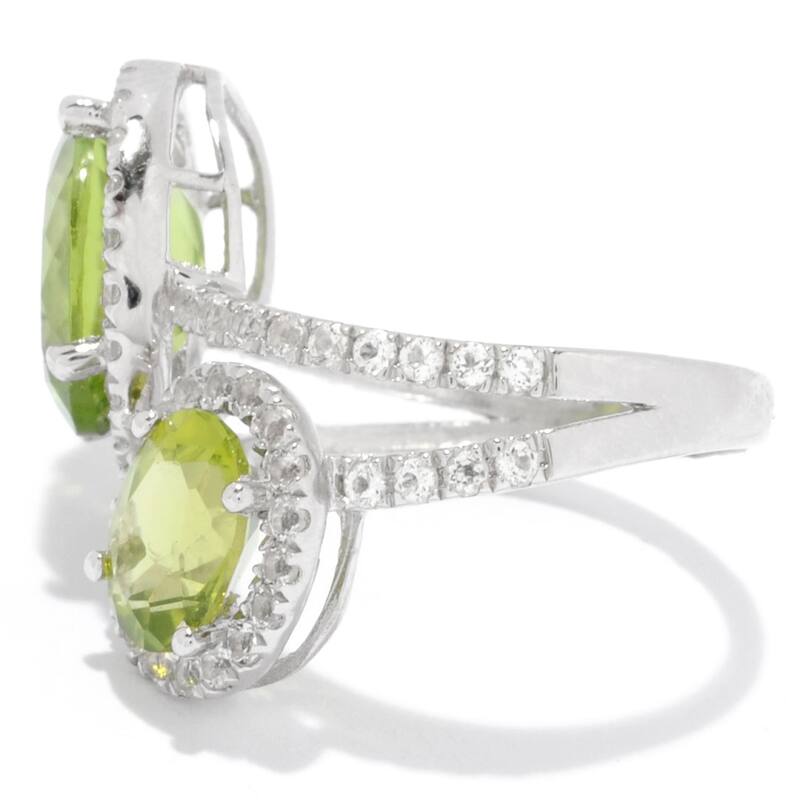 925 Sterling Silver Peridot and White Topaz Ring