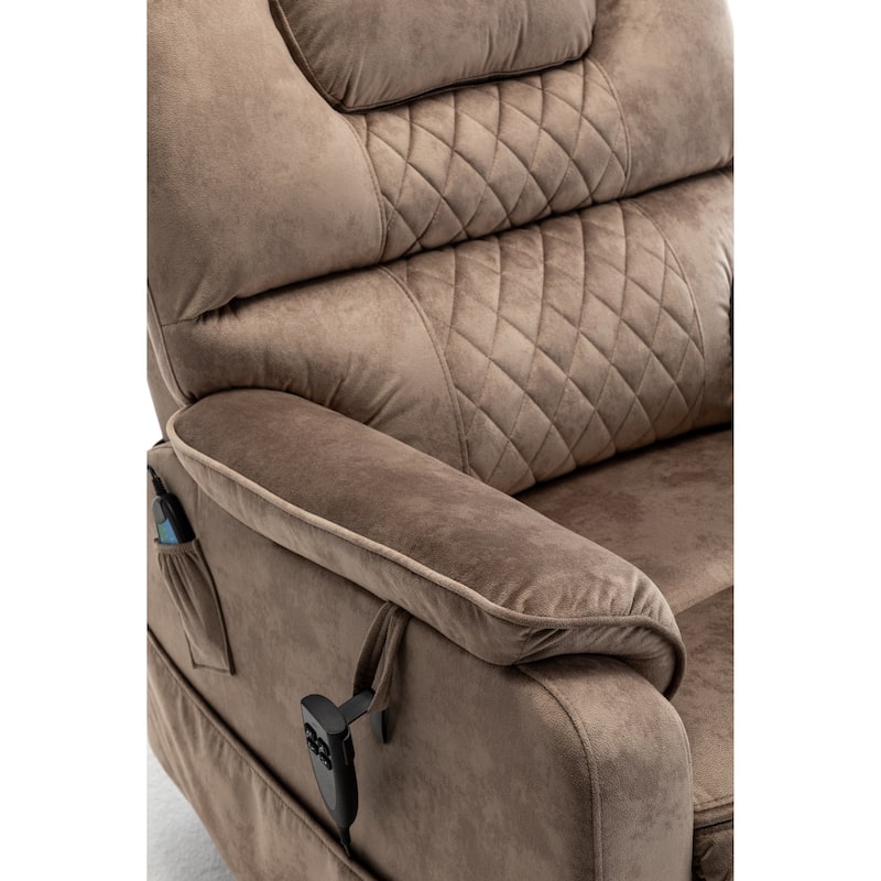 Beige Oversized Electric Recliner with OKIN Motor and 180° Lay Flat