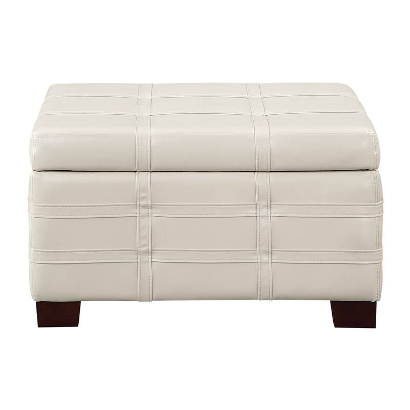 Detour Strap Square Storage Ottoman in Faux Leather