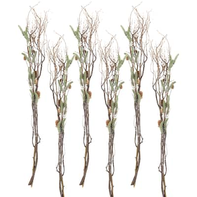 A&B Home Set of 6 Snowy Twig Bundles