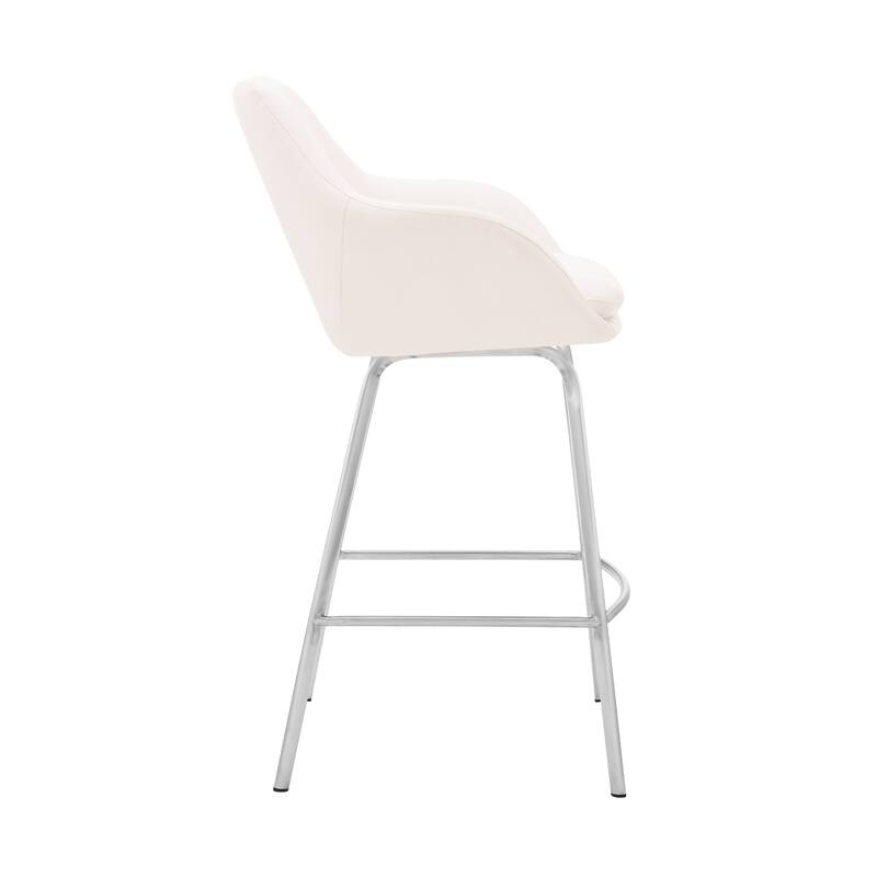 30 Inch Swivel Bar Height Stool with Arms and Low Back Fabric Seat Iron Legs for Kitchen Island - 41”H x 22”W x 23”D