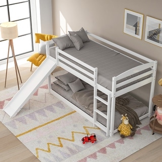 Twin over Twin Bunk Bed with Convertible Slide and Ladder