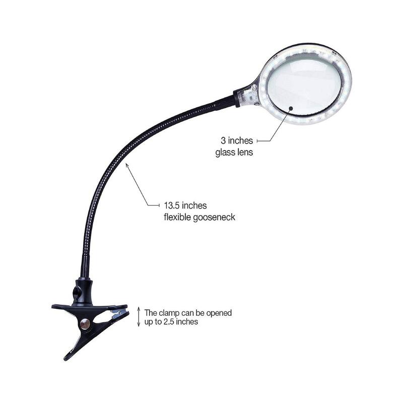 Brightech Lightview Pro 23.5 in. Classic Black Plug-in Adjustable Gooseneck 1.75X Magnifying Integrated LED Desk Lamp