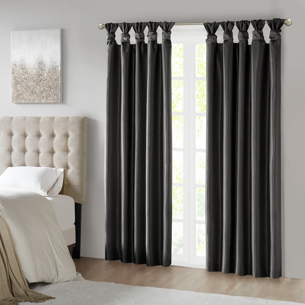 Twist Tab Total Blackout Window Curtain Panel Black Blackout