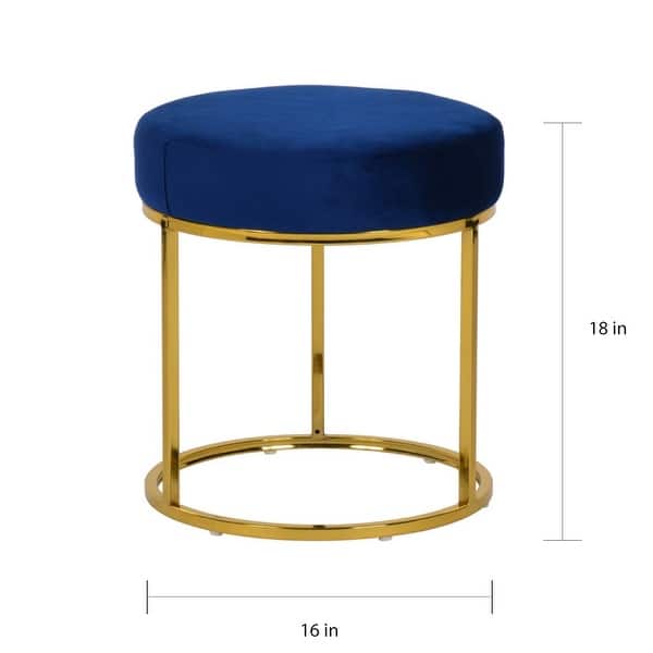 Modrest Elmont Modern Blue Velvet & Gold Stool Ottoman On Sale Bed