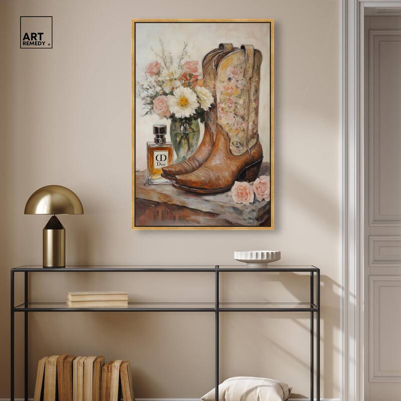 Delicate Floral Boots Canvas by Art Remedy