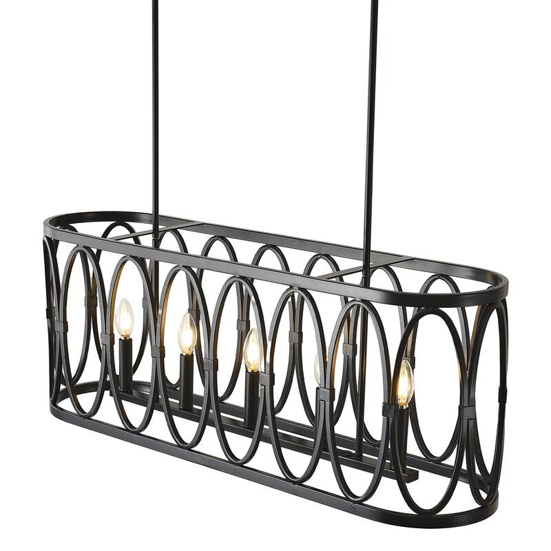 Rustic Metal Oval - Ring 5 - Light Kitchen Island Linear Chandelier