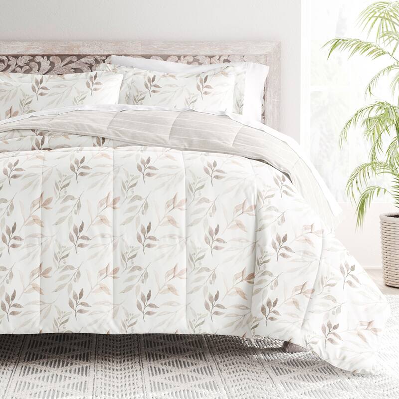 Becky Cameron Foliage Stripe Pattern Reversible Comforter Set