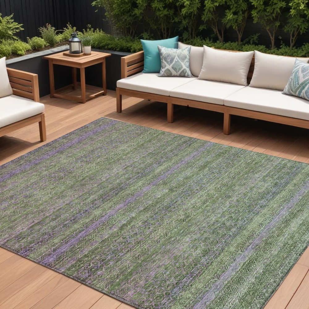 HomeRoots Striped Transitional Rectangle Outdoor Rug