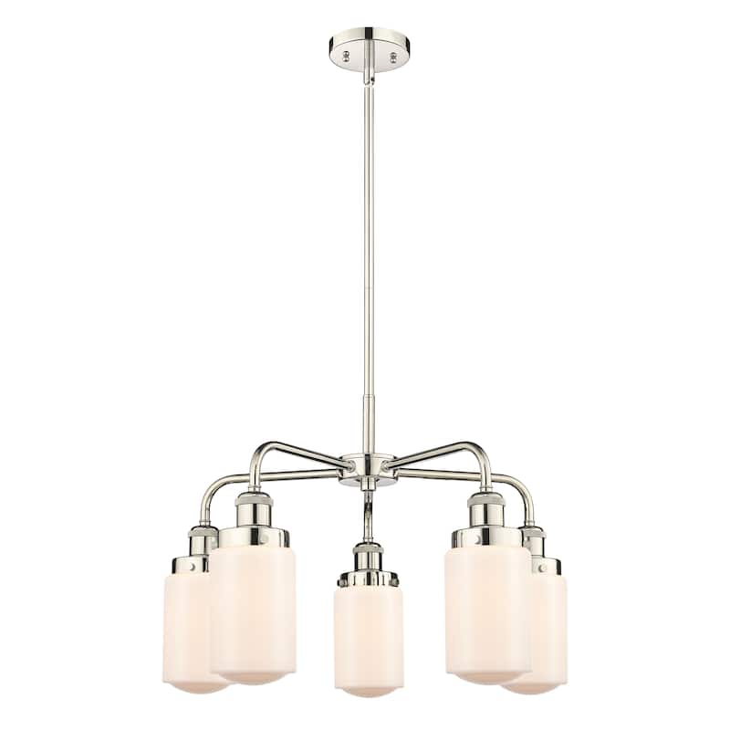 Innovations Lighting Dover - 5 Light 23" Stem Hung Chandelier - Polished Nickel/Matte White