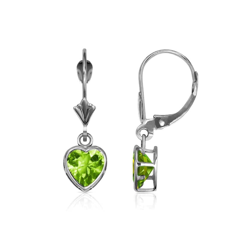 Curata Solid 14k White Gold Birthstone Heart-Shaped Cubic Zirconia Bezel Dangle Leverback Earrings (6mm x 25mm)