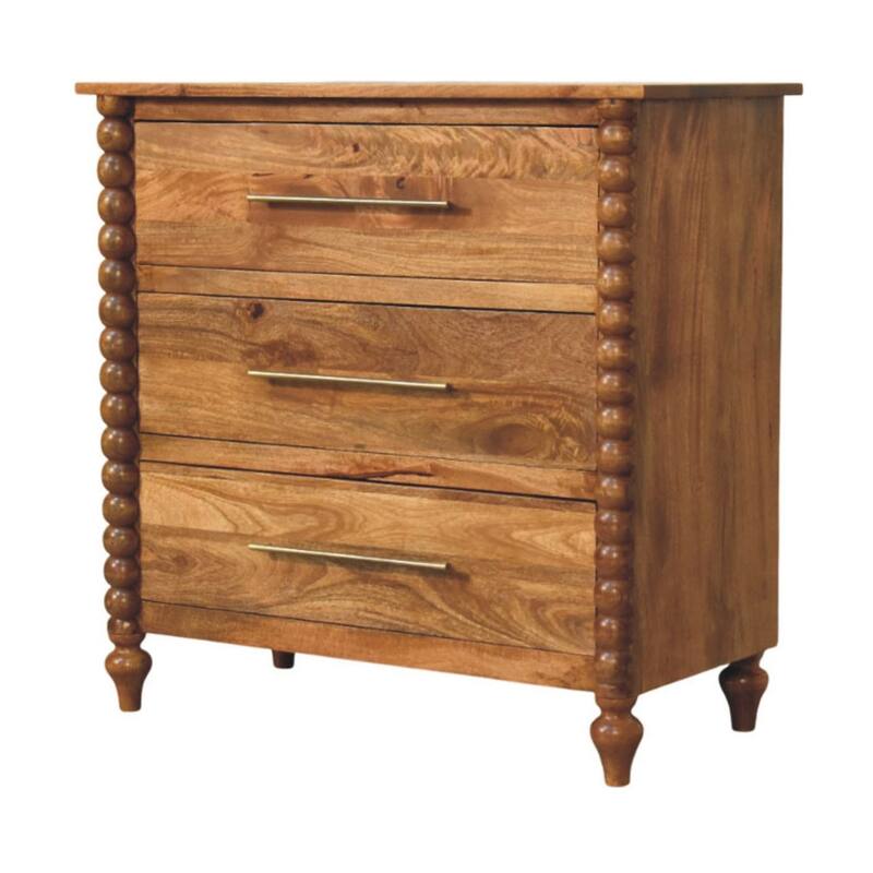 Artisan Furniture Solid Wood Spindle 3-Drawer Chest, Brown