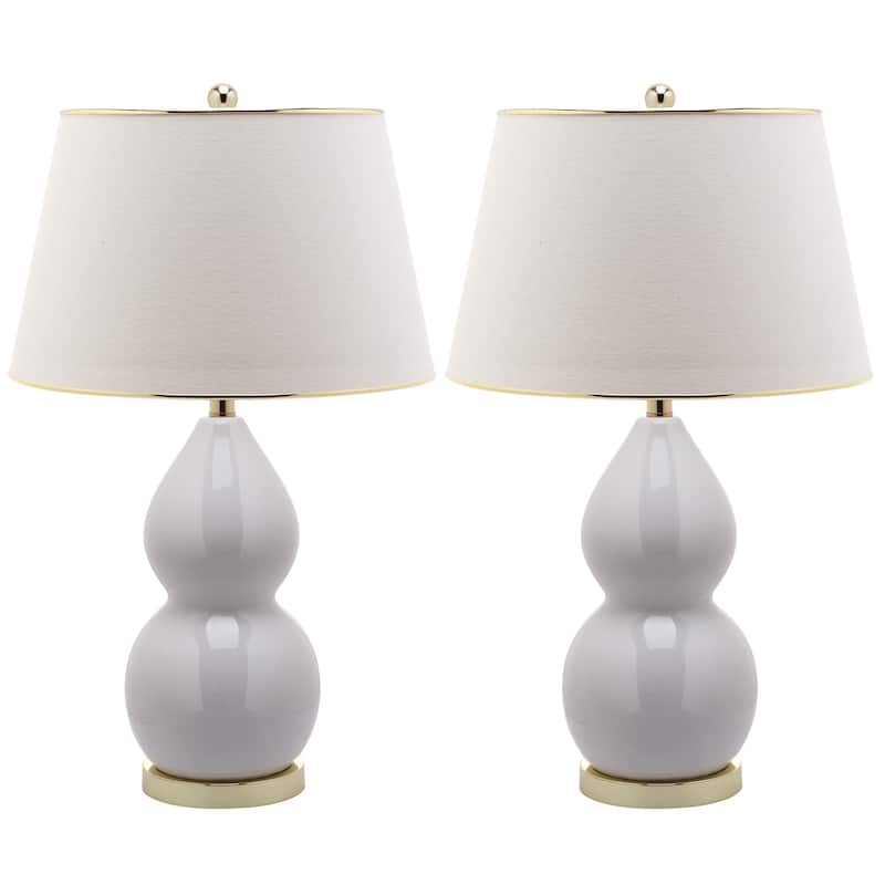 SAFAVIEH Lighting Julianna 26-inch Double Gourd White Table Lamp (Set of 2) - 16"x16"x26.5" - 16"W x 16"D x 27"H
