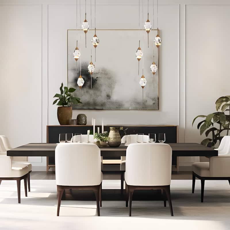 Modern LED 5-Light Crystal Chandeliers Island Pendant Lights for Kitchen Island - Gold