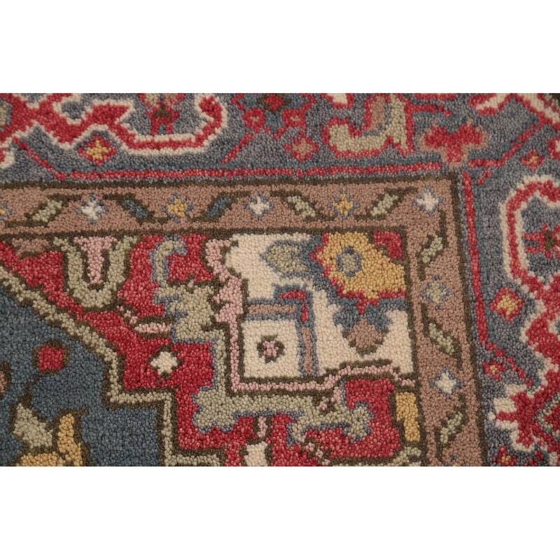 Geometric Heriz-Serapi Oriental Foyer Rug Hand-Knotted Wool Carpet - 3'10" x 5'9"