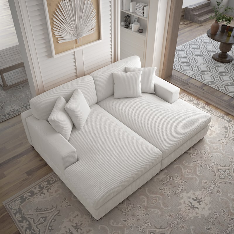Corduroy Modular Couch Sectional Chaise Lounge Sofa