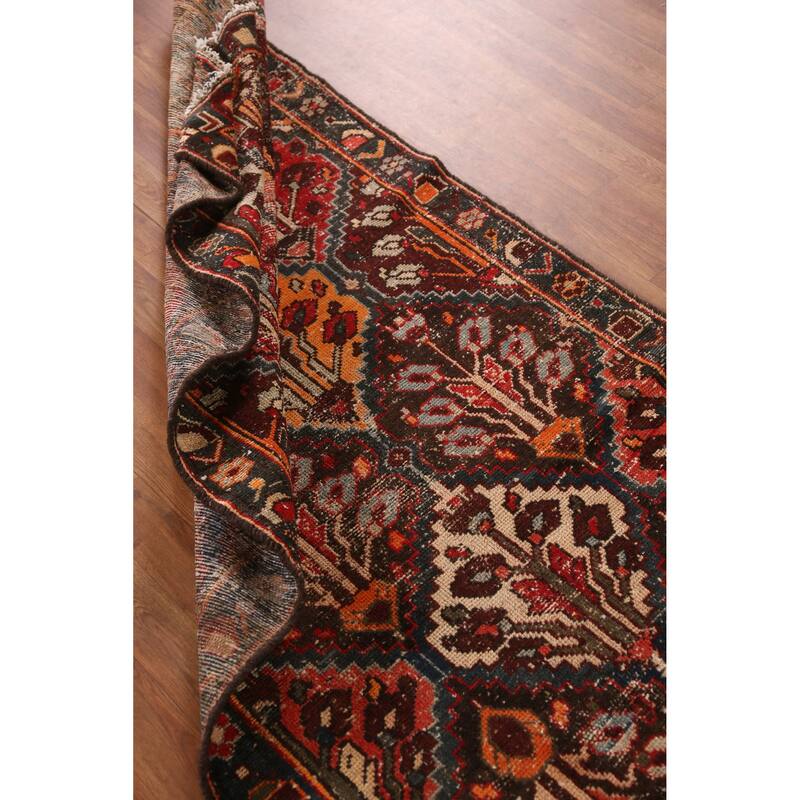 Hand Knotted Oriental 100% Wool Carpet Traditional Geometric Multi-Colored Bakhtiari Runner Rug - 9' 4'' X 3' 4''