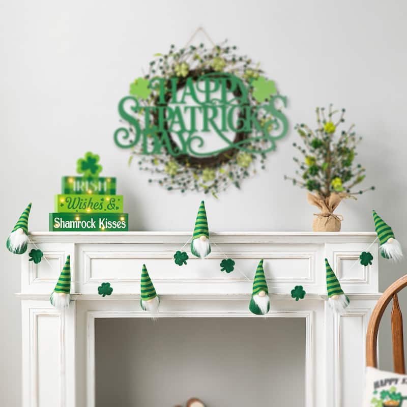 Glitzhome 72"L St. Patrick's Day Holiday Shamrocks Garland
