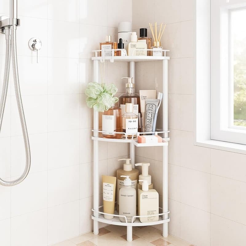 Corner Shower Caddy Standing - White