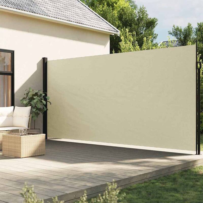 vidaXL Retractable Side Awning Patio Sun Shade Freestanding Privacy Screen - Cream (form2)