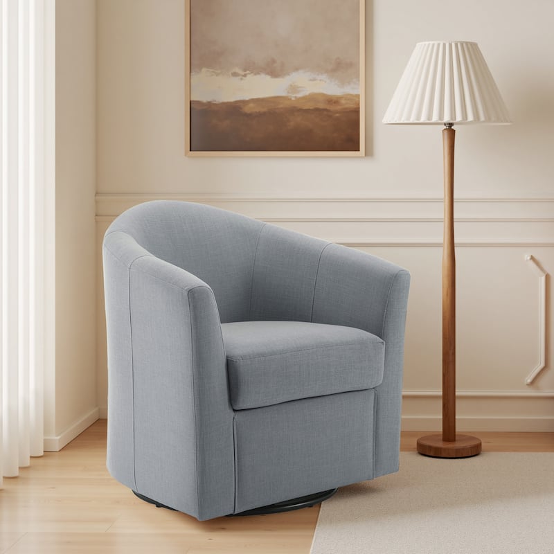 Anna Upholstered Swivel Barrel Accent Chair - Light Grey