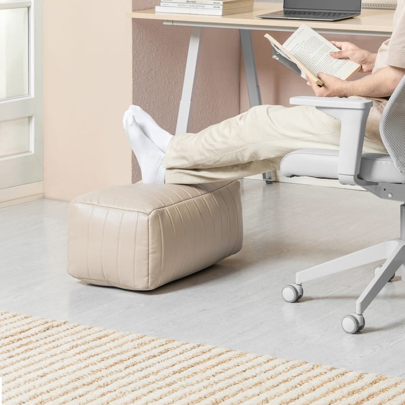 Jani Footrest Bench Ottoman Pouf - Handcrafted for Seating, Footrest, Home Decor for Living Room, Bedroom Pouf - 22" x 12" x 10" - Cream