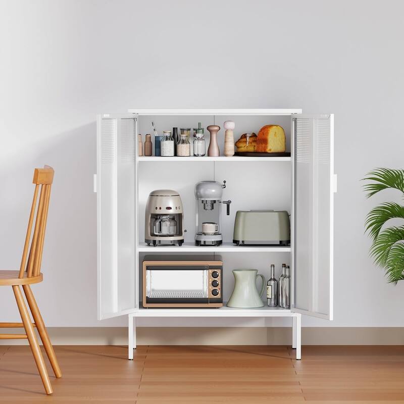 GDFStudio - Mason Sturdy Steel Locker with Adjustable Shelves and Versatile Storage Design - cabinets - White