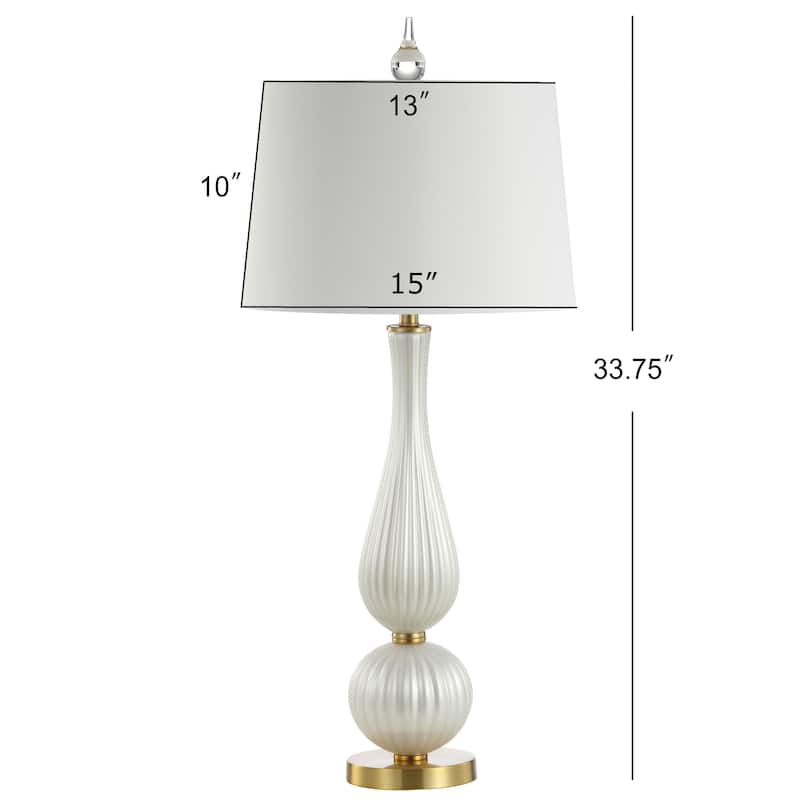 Maddie 33.7" Glass LED Table Lamp, White by JONATHAN Y