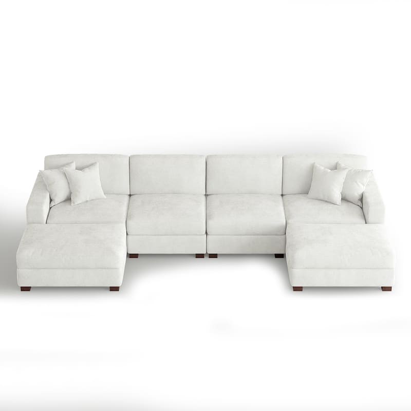 Modern Chenille Oversized Modular Sectional Sofa with 2 Ottoman