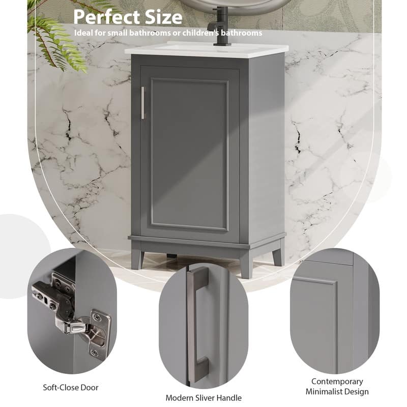 MEDUNJESS 20'' Bathroom Vanity with Ceramic Sink, Bathroom Storage Cabinet