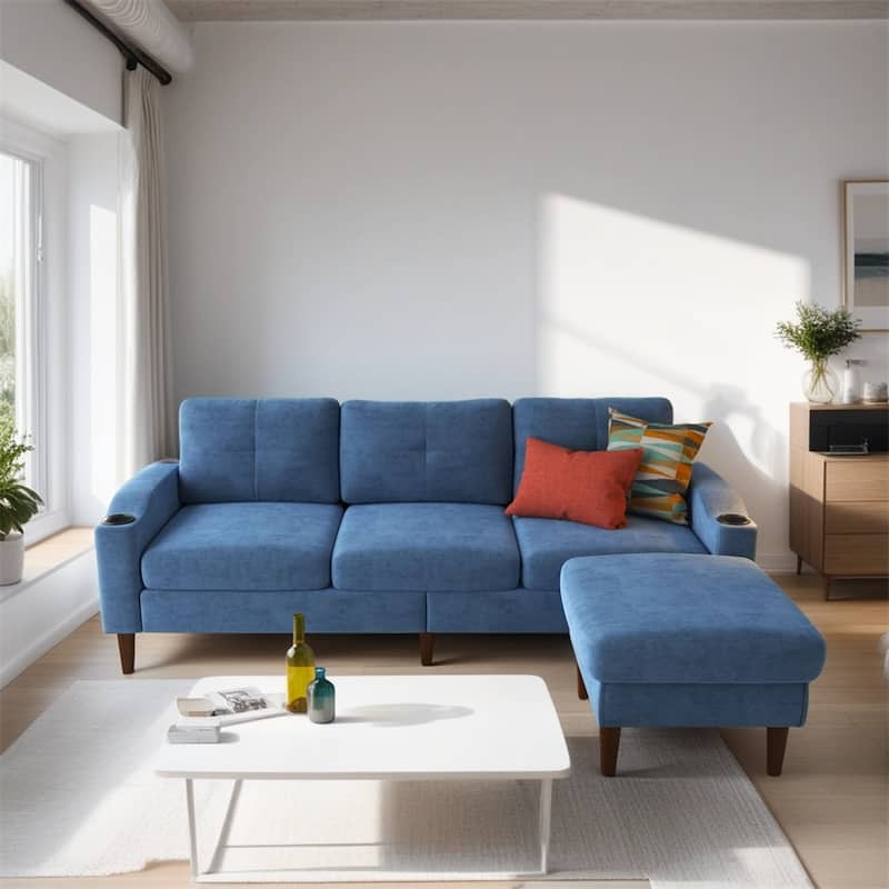3-Seater L-Shaped Sectional Sofa with USB Port and Storage