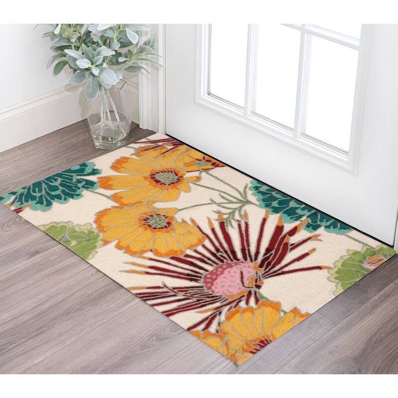 HomeRoots Floral Contemporary Rectangle Area Rug - 48.00 in. x 30.00 in. x 0.50 in.