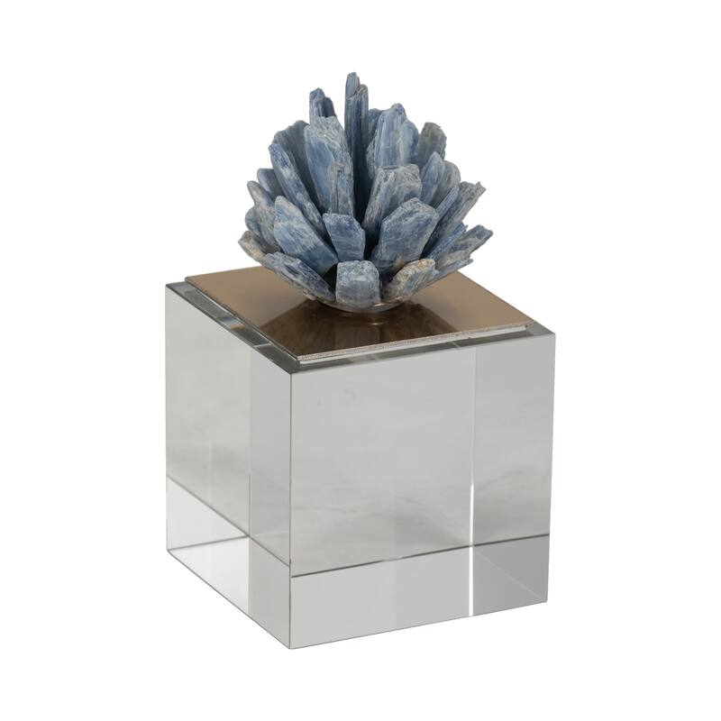Sagebrook Home Julia Blue Stone Crystal Block, Perfect for Decor