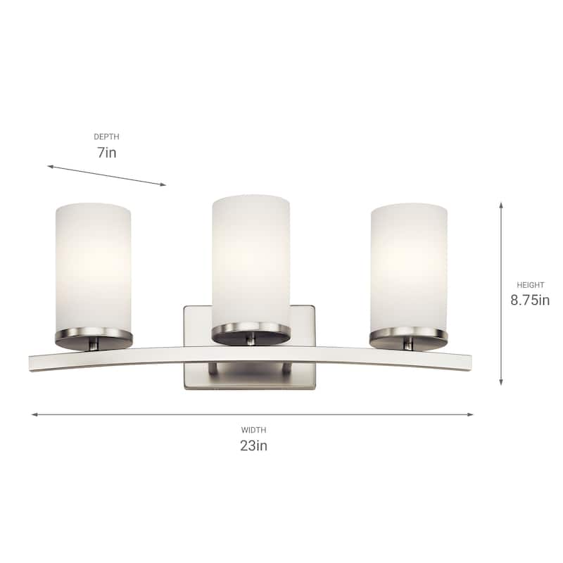 Kichler Lighting Crosby 3-light Brushed Nickel Bath Vanity Light