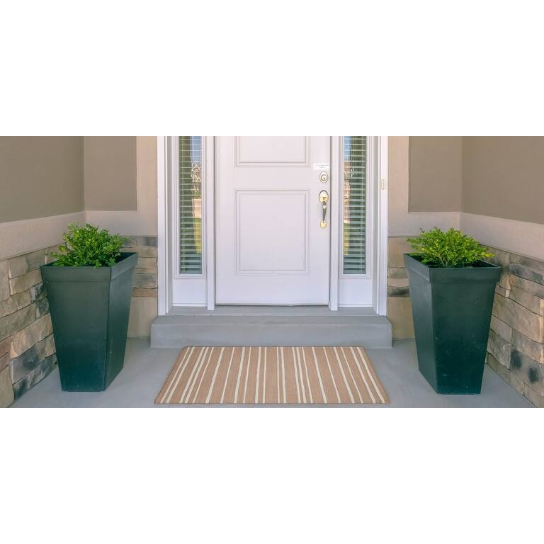 Indoor/Outdoor Water Resistant Ocala Navy & Sand Washable Area Rug Washable Area Rug - 2' x 3'