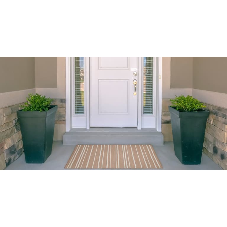 Indoor/Outdoor Water Resistant Ocala Navy & Sand Washable Area Rug Washable Area Rug - 2' x 3'