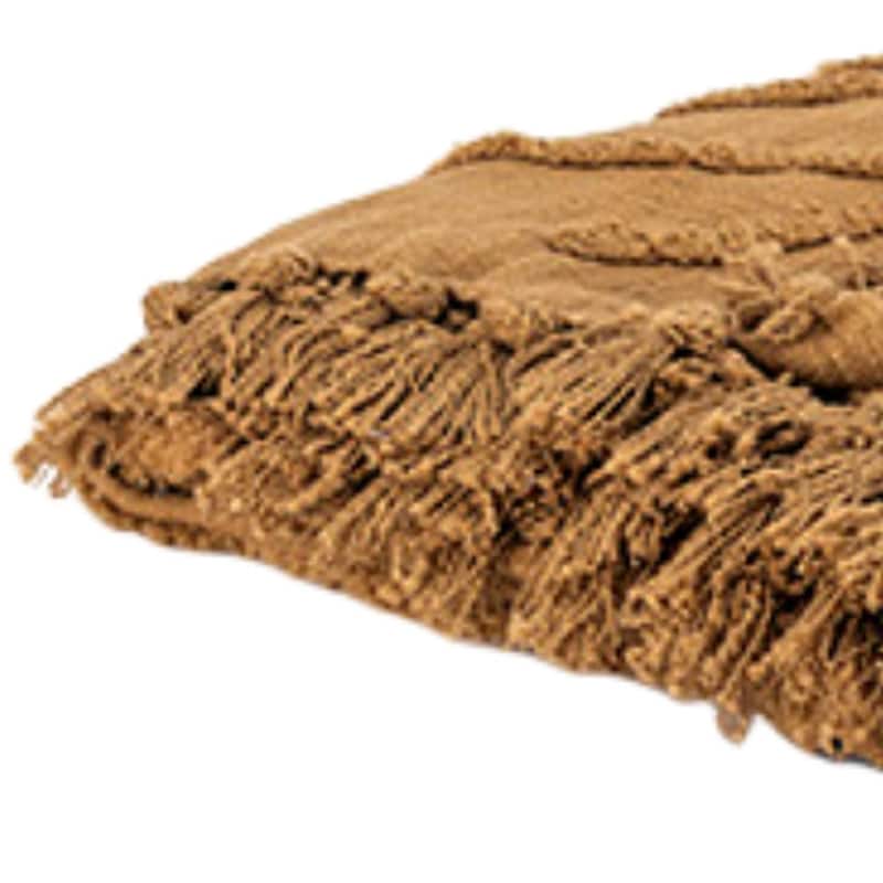 HomeRoots Camel Woven 100% Woven Textured Cotton Throw Blanket