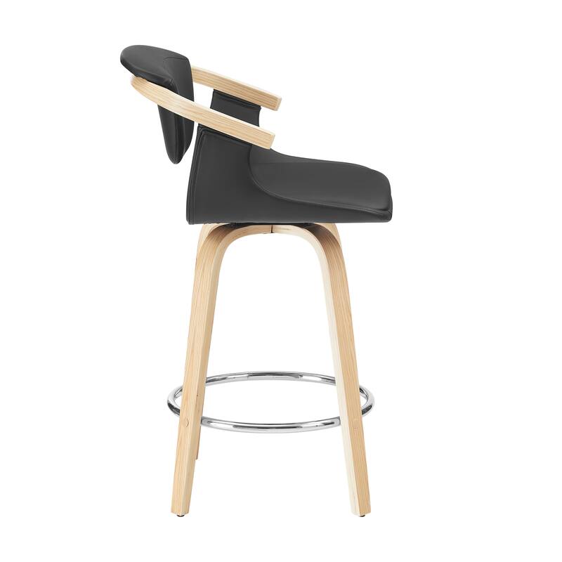 Art Leon Poplar Wood and Upholstered Swivel Barstool