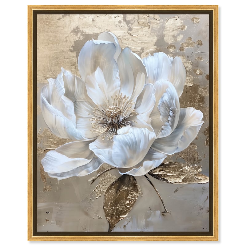 Art Remedy Athenas Flower Framed Floral Fine 1 Piece Canvas Wall Art - 31 x 37 - Gold