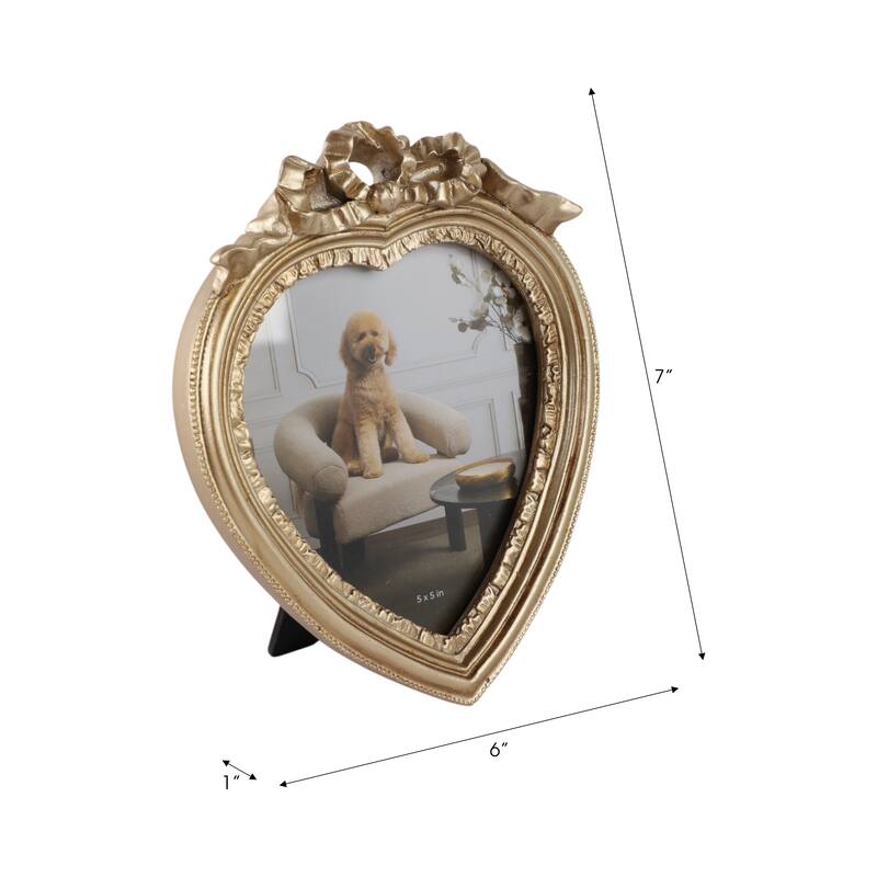 Polyresin Decorative Frame Photo Heart Shape Glam Style Ornate Accents