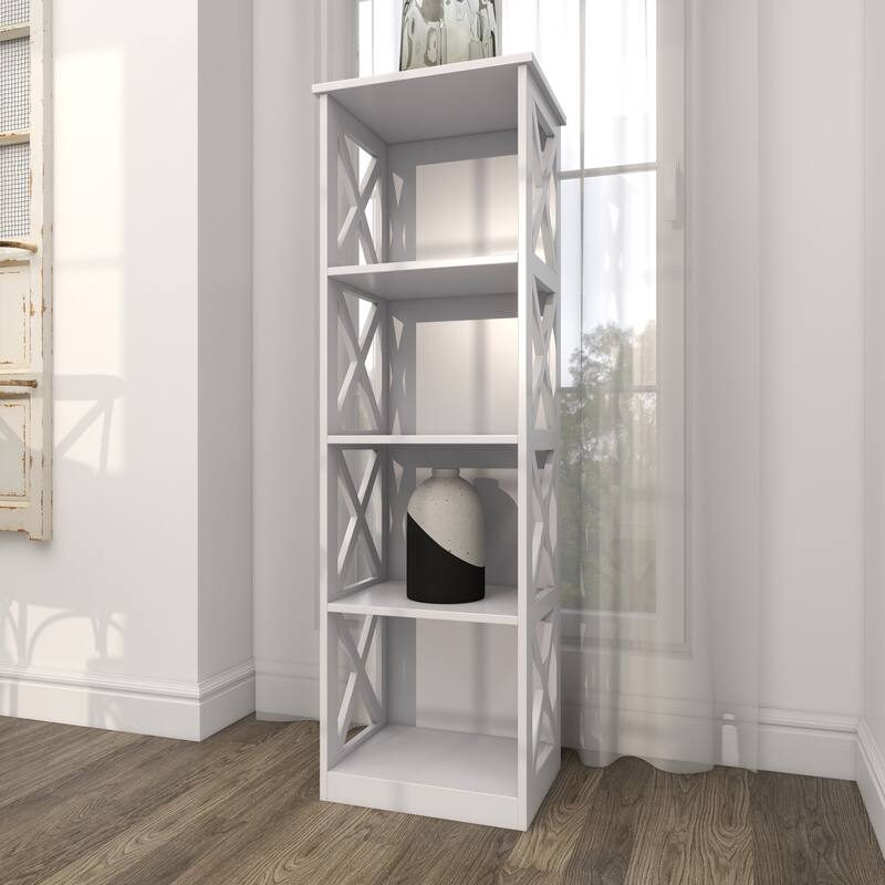 White Wooden 4 Shelves Shelving Unit