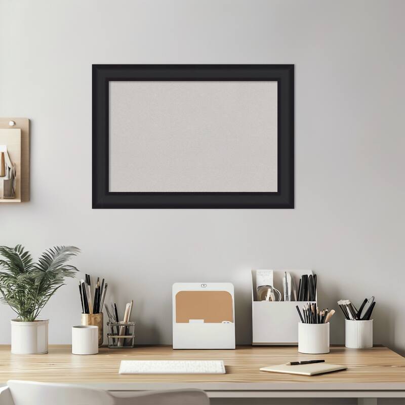 Oliver Black Narrow Wood Framed Cork Board - Bulletin Board, Organization Board, Pin Board